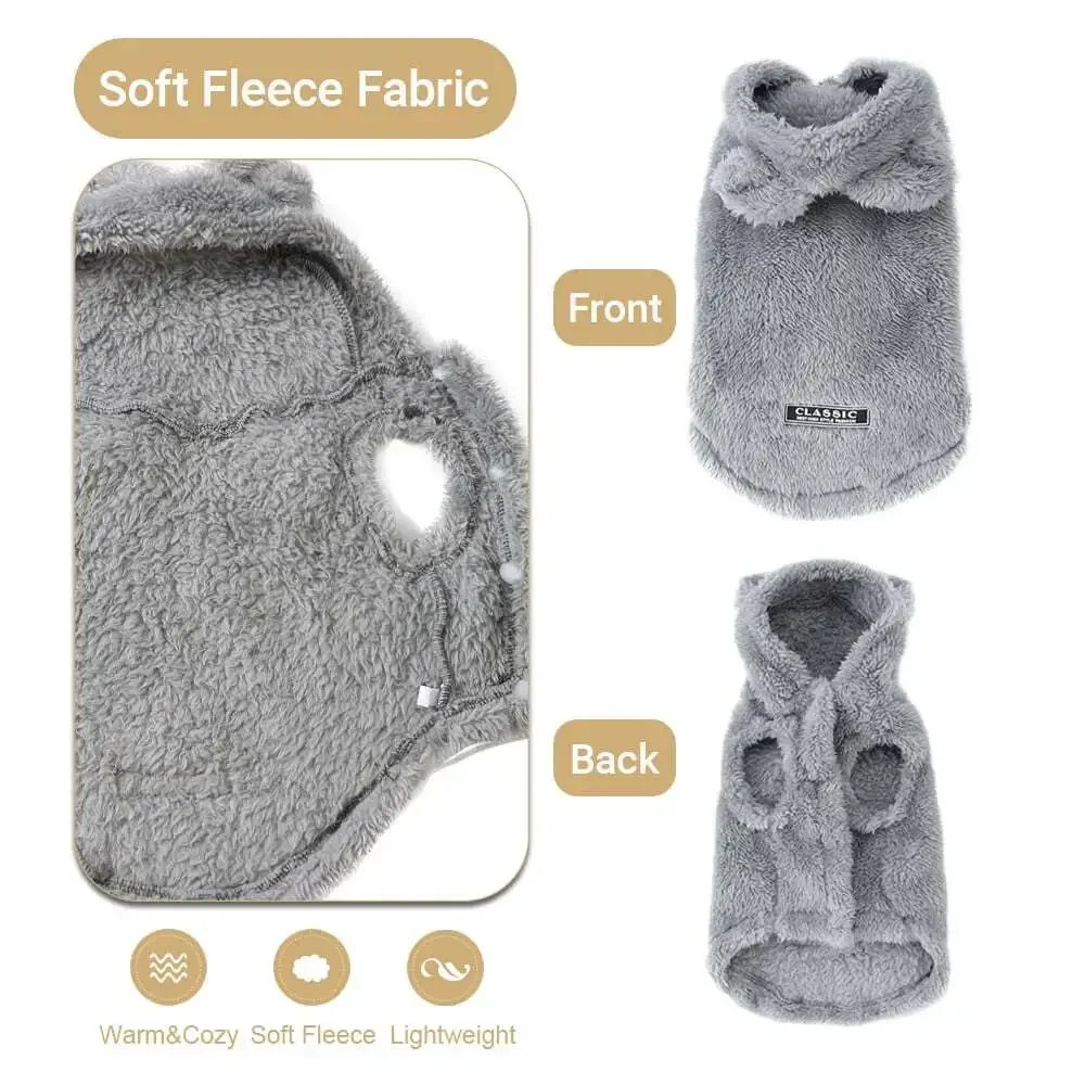 Soft Fleece Pet Dog Clothes Cute Hoodie Coat for Small Medium Dogs Cats Autumn W